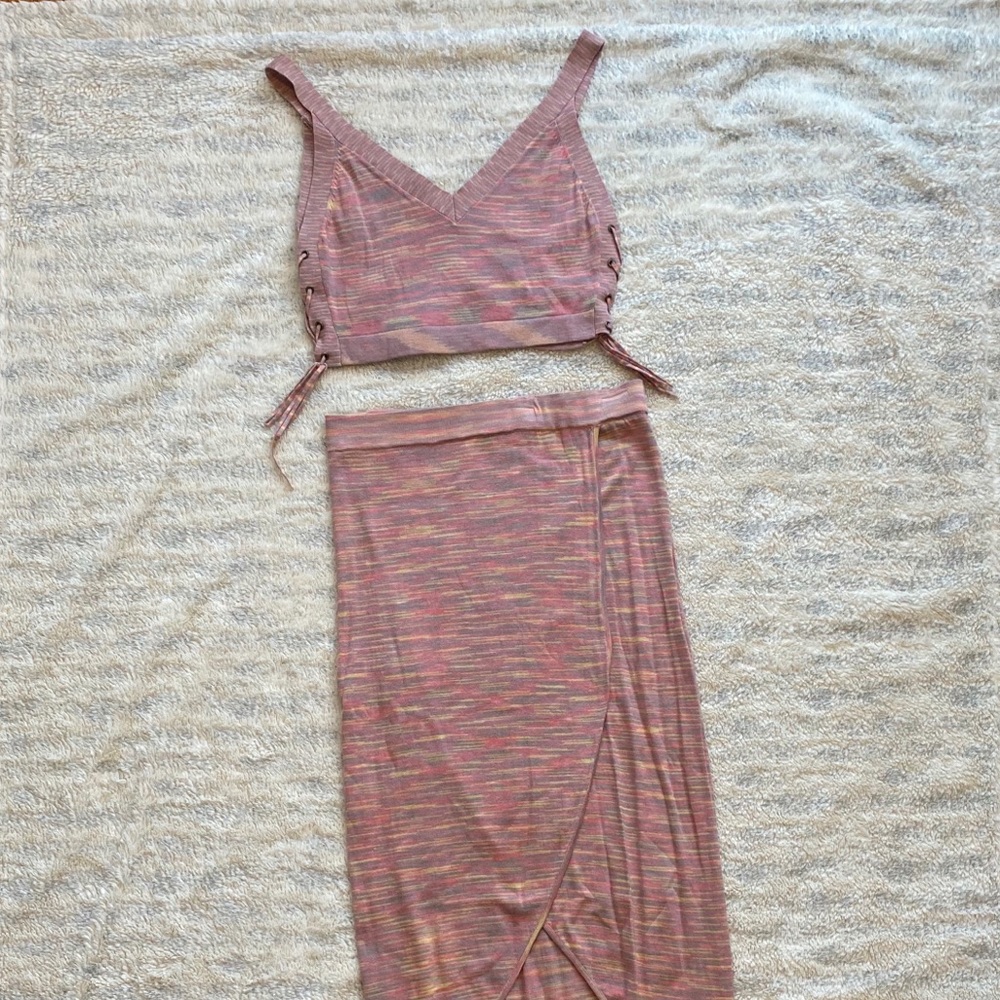 BCBG Crop Top & High Low Skirt Set